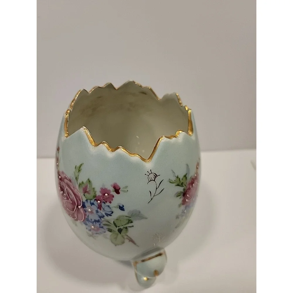 Vintage Napcoware‎ Egg-Shaped Porcelain Vase Pink Floral